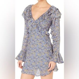 Free people Sweetest Thing Mini Dress in Midnight Cowboy size 0 long sleeve